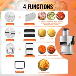 SucceBuy Electric Vegetable Slicer 4 in 1 Multifunctional Food Cutter Vegetable Chopper for Slicing Shredding Dicing Slitting
