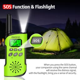 AWANFI Walkie Talkies 4 Packs Rechargeable for kids, Long Range Flashlight 8 Channel, USB Type C for Camping, Hiking, Gifts
