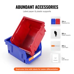 SucceBuy Storage Bin 24pcs Stackable Organizer Bin 5x4*3inch Freestanding Tiered Shelf for Garage Hanging Stacking Container
