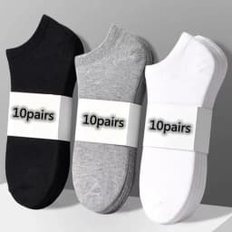 10pairs / Low Black And White Gray Cotton Socks Men's Socks Breathable Sports Socks Men's Short Socks Women's Socks EU37-44