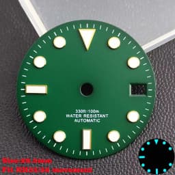 28.5mm Aseptic Dial Suitable for NH34/NH35/NH36 Movement Blue-Green Luminous Dial Replacement Part Watch Watches Dial