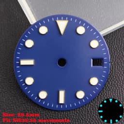 28.5mm Aseptic Dial Suitable for NH34/NH35/NH36 Movement Blue-Green Luminous Dial Replacement Part Watch Watches Dial