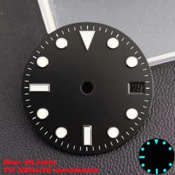 28.5mm Aseptic Dial Suitable for NH34/NH35/NH36 Movement Blue-Green Luminous Dial Replacement Part Watch Watches Dial