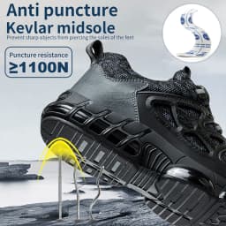 Slack-stab-proof work shoes with elastic buttons and lace-up
