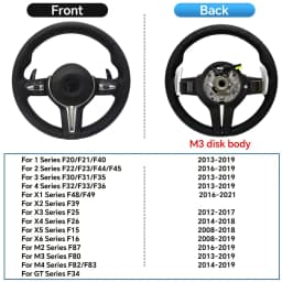 Interior M Series Leather Steering Wheel For BMW M3 M5 F20 F22 F23 F30 F33 F34 X1 F48 X5 F15 X3 F25 F80 E90 E70 E84 With Paddles