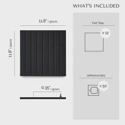 Slatted wall panels, Office Wall decoration of felt Bulletin board tiles, Office Pushpin Board Wall Organizer -12 packs (black)