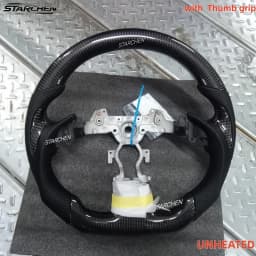 Full Black Leather or Real Carbon Fiber Steering Wheel for Infiniti G37 G25 Ex37 2008-2013 W/ Black Thumb Grip (Non-heated)