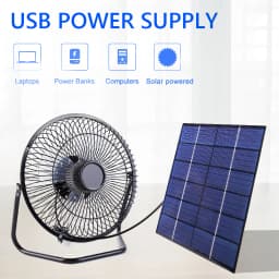 7W 6V Solar Panel with 8inch USB Exhaust Fan Solar Panel Powered Fan Ventilator for Home/Office/Outdoor Travel Camping/Pet House