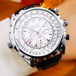 JARAGAR Fashion Sports Automatic Mechanical Watch for Men Multifunctional Small Dials Leather Steel Strap Business Mens Watches
