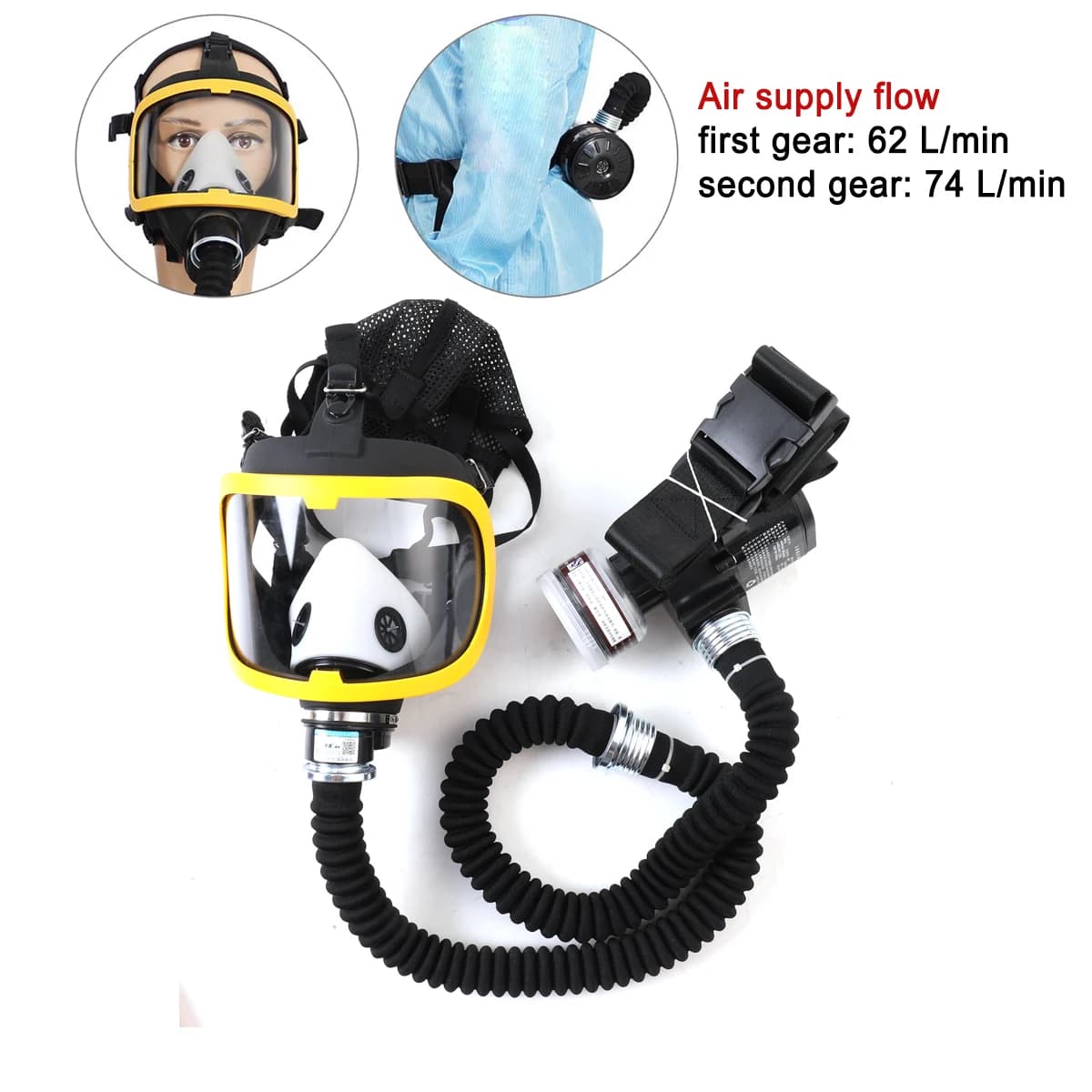 Protective Electric Constant Flow Supplied Air Fed Full Face Gas Mask Respirator Mask Workplace Safety Supplie Respirator System