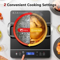 Portable Induction Cooktop 1800W, 20 Modes, 3H Timer, Touch Control, Child Lock, Auto Shut-off, ETL Certified