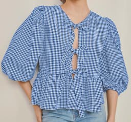 Women Y2K Peplum Tops Puff Short Sleeve Tie Up Blouse Shirt Summer Going Out Cute Babydoll Top Ruffle Hem Y2k Tops