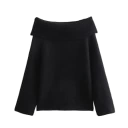 HH Women Fashion Solid Off Shoulder Sweater Long Sleeve Knitted Pullover Sweater Autumn Female Casual Knitwear Chic Top