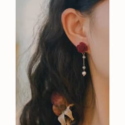 Vintage Wine Red Flocking Flower Drop Earrings For Women Jewelry 2026 Trending Long Bowknot Crystal Pearl Bridal Dress Earrings