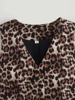 Women's Vest 2025 Fashion Leopard Summer V-Neck Single-breasted Vest Top Ladies Casual Cropped Sleeveless Coat New In Vests