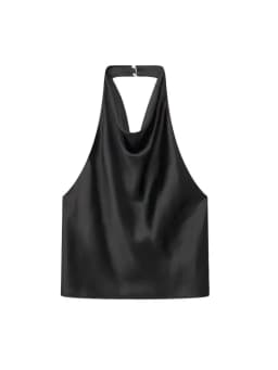 Women Fashion Satin Flowing Halterneck Tank Tops Sexy Backless With Button Female Camis Mujer