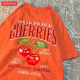 Summer Lemon Cherries Prints T-Shirts Cotton Women's Tops Oversize O-Neck Soft Short Sleeve tees Street Casual Womans Clothes