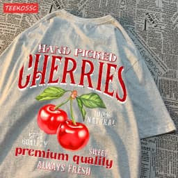 Summer Lemon Cherries Prints T-Shirts Cotton Women's Tops Oversize O-Neck Soft Short Sleeve tees Street Casual Womans Clothes