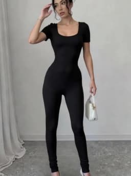 Women's Rompers Short Sleeve Solid Skinny Bodycon Jumpsuits Fashion Sports Fitness Casual Activity Streetwear Overalls