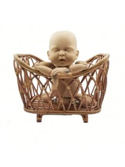 Newborn Photography Props Rattan Vintage Handmade Baby Shooting Bed Wood Bamboo Bench Bed Basket Furniture Baby Photoshoot Prop