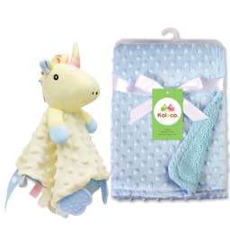 Personalized Baby Blanket Custom Name Soft Minky Dot 2-Piece Blanket Set Baby Shower Gift for Boys Girls