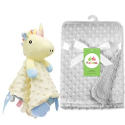 Personalized Baby Blanket Custom Name Soft Minky Dot 2-Piece Blanket Set Baby Shower Gift for Boys Girls
