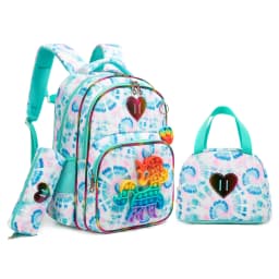 Meetbelify 16.5'' POP Backpack for Girls Kids Elementary Preschool Student with Lunch Box Pencil Case 3 in 1