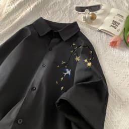 Men's Oversized Shirts Swallow Print Mens Blouse White Fashion 5XL Oversize Shirt Casual Wear Summer for Men New Clothing