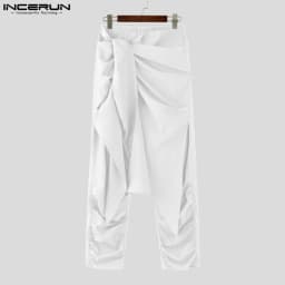 Fashion INCERUN Summer Spring Men Casual Pants Harem Pant Pleated Long Trousers Streetwear Oversize Men's Clothing S-5XL