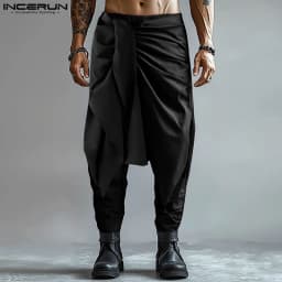 Fashion INCERUN Summer Spring Men Casual Pants Harem Pant Pleated Long Trousers Streetwear Oversize Men's Clothing S-5XL
