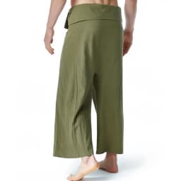 Flax Thai Fisherman Pants Loose Men Harem Trousers Solid Color Drawstring Wide Legs Martial Arts Trousers Casual Pirate Pants