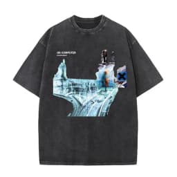 Washed Vintage Radiohead Music Album Cover Graphic T-shirt Men Women Retro Rock Gothic T Shirt Men's 90s Oversized Short Sleeve