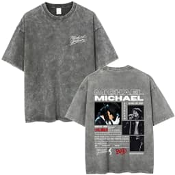 Washed Vintage Michael Jackson Album Logo Graphic T Shirts Men Women Retro Gothic Rock Streetwear Men's Punk Oversized T-shirt