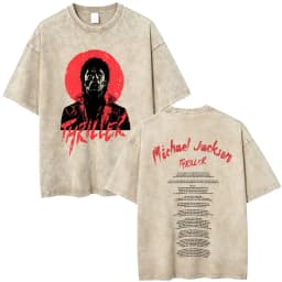 Washed Vintage Michael Jackson Album Logo Graphic T Shirts Men Women Retro Gothic Rock Streetwear Men's Punk Oversized T-shirt