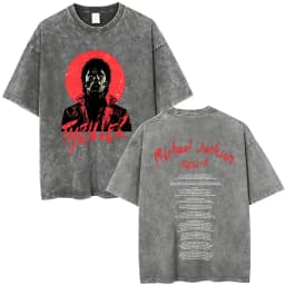 Washed Vintage Michael Jackson Album Logo Graphic T Shirts Men Women Retro Gothic Rock Streetwear Men's Punk Oversized T-shirt