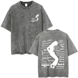 Washed Vintage Michael Jackson Album Logo Graphic T Shirts Men Women Retro Gothic Rock Streetwear Men's Punk Oversized T-shirt