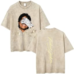 Washed Vintage Michael Jackson Album Logo Graphic T Shirts Men Women Retro Gothic Rock Streetwear Men's Punk Oversized T-shirt