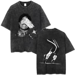 Washed Vintage Michael Jackson Album Logo Graphic T Shirts Men Women Retro Gothic Rock Streetwear Men's Punk Oversized T-shirt