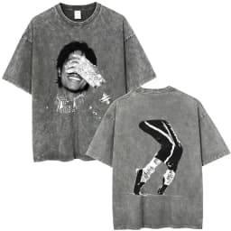 Washed Vintage Michael Jackson Album Logo Graphic T Shirts Men Women Retro Gothic Rock Streetwear Men's Punk Oversized T-shirt