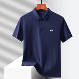 Letter printed polo shirt short sleeved ice silk comfortable men's top 2026 summer breathable casual fashion brand lapel T-shirt