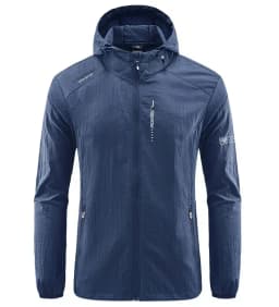 Men's UPF 50+ UV Protection Windbreaker Quick Dry Jacket Outdoor Sun-Protective Thin Hiking Fishing Cycling Hooded Sport Light