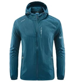 Men's UPF 50+ UV Protection Windbreaker Quick Dry Jacket Outdoor Sun-Protective Thin Hiking Fishing Cycling Hooded Sport Light