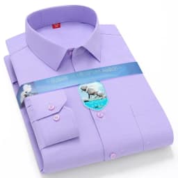 Vintage 64% Cotton Long Sleeve Shirts for Men Slim Fit Formal Plian Shirt Solid Color Fashion Korean Popular Red Clothes