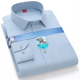 Vintage 64% Cotton Long Sleeve Shirts for Men Slim Fit Formal Plian Shirt Solid Color Fashion Korean Popular Red Clothes