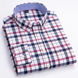 Quality 100% Cotton Oxford Shirt For Mens Long Sleeve Casual Business Regular-Fit Formal Dress Shirts Social Blouse Male Clothes