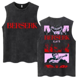 Washed Anime Berserk Guts Tank Tops Swordsman Gatsu Sacrifice Zodd Harajuku Vests Men Women Loose Cotton Y2k Sleeveless T Shirt