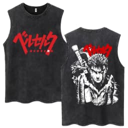 Washed Anime Berserk Guts Tank Tops Swordsman Gatsu Sacrifice Zodd Harajuku Vests Men Women Loose Cotton Y2k Sleeveless T Shirt
