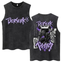 Washed Anime Berserk Guts Tank Tops Swordsman Gatsu Sacrifice Zodd Harajuku Vests Men Women Loose Cotton Y2k Sleeveless T Shirt