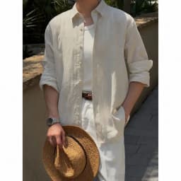 Men's Linen Shirt Cotton Blend Long Sleeve Button Down Casual Loose Fit Summer Breathable Tops Old Money Aesthetic Solid Color
