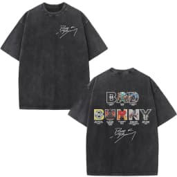 Rapper Bad Bunny Washed Vintage T-shirt Debi Tirar Mas Fotos DTMF World Tour T Shirts Men's Fashion Hip Hop T-shirts Streetwear